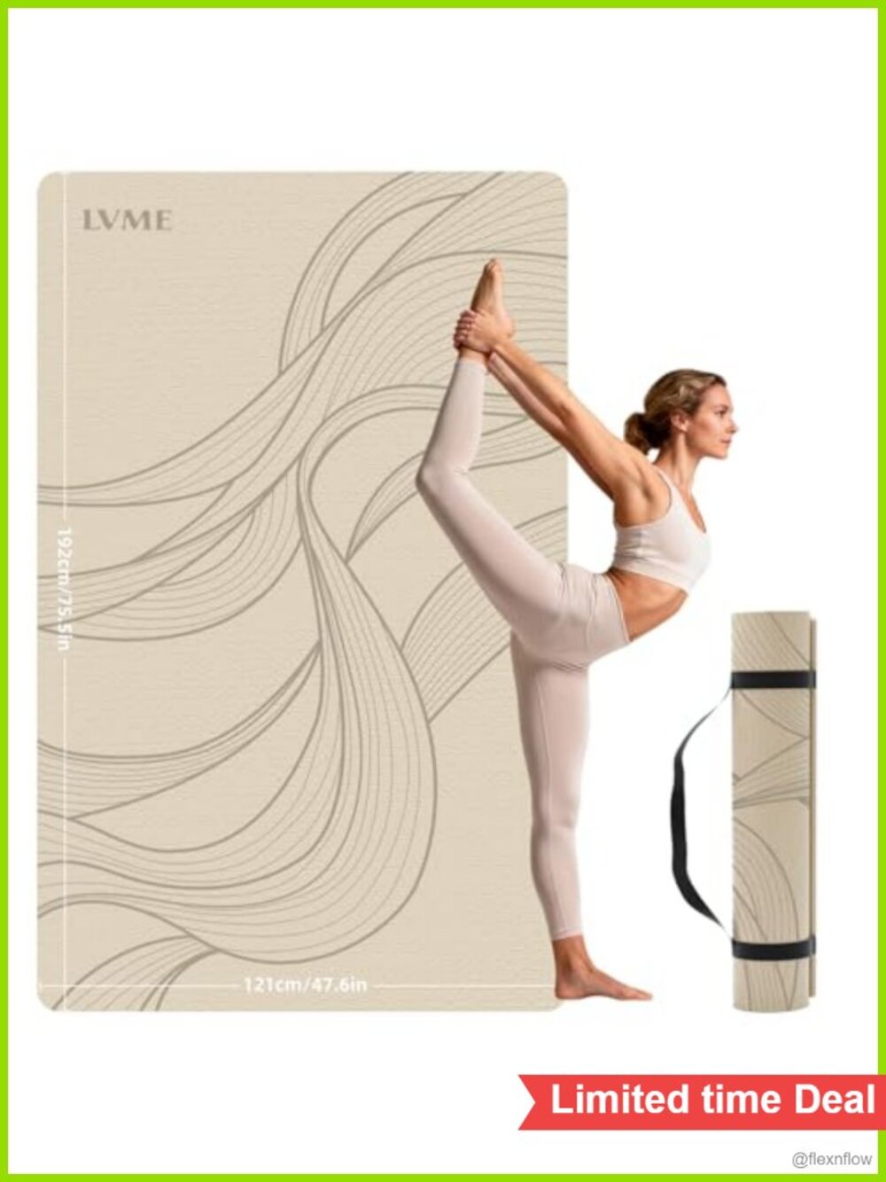 Extra Wide Thick 10mm TPE Yoga Mat 75.5x47.6 Non-Slip
